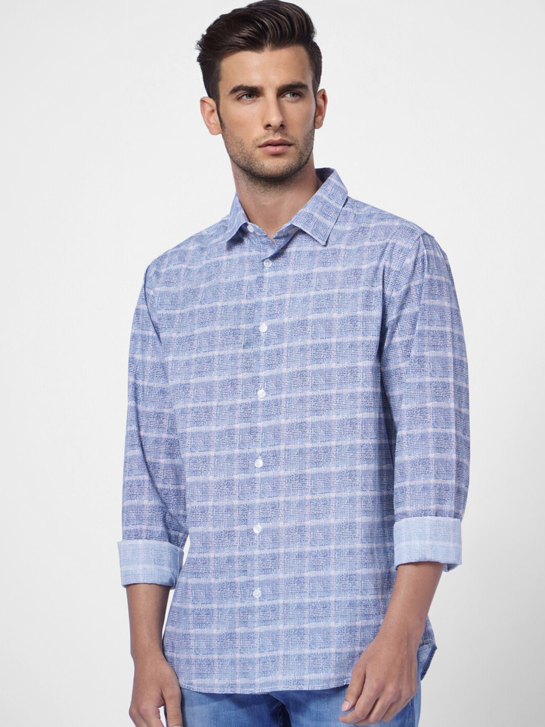 

Jack & Jones Shepherd Checks Checked Cotton Casual Shirt, Blue