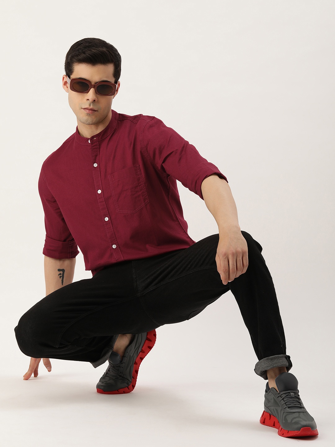 

Kook N Keech Slim Fit Casual Shirt, Maroon