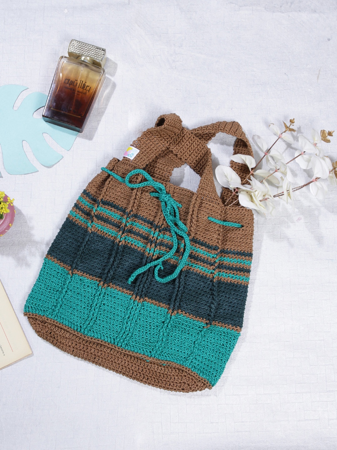 

Magic Needles Drawstring Crochet Shopper Cotton Tote Bag, Green