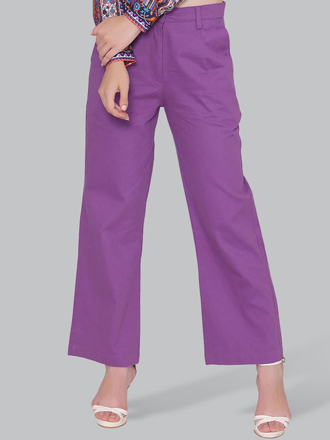 

CUFFS N LASHES Women Purple Easy Wash Trousers