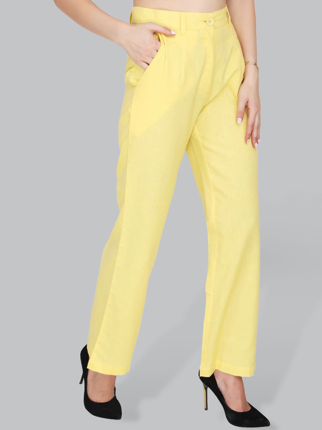 

CUFFS N LASHES Women Yellow Easy Wash Trousers