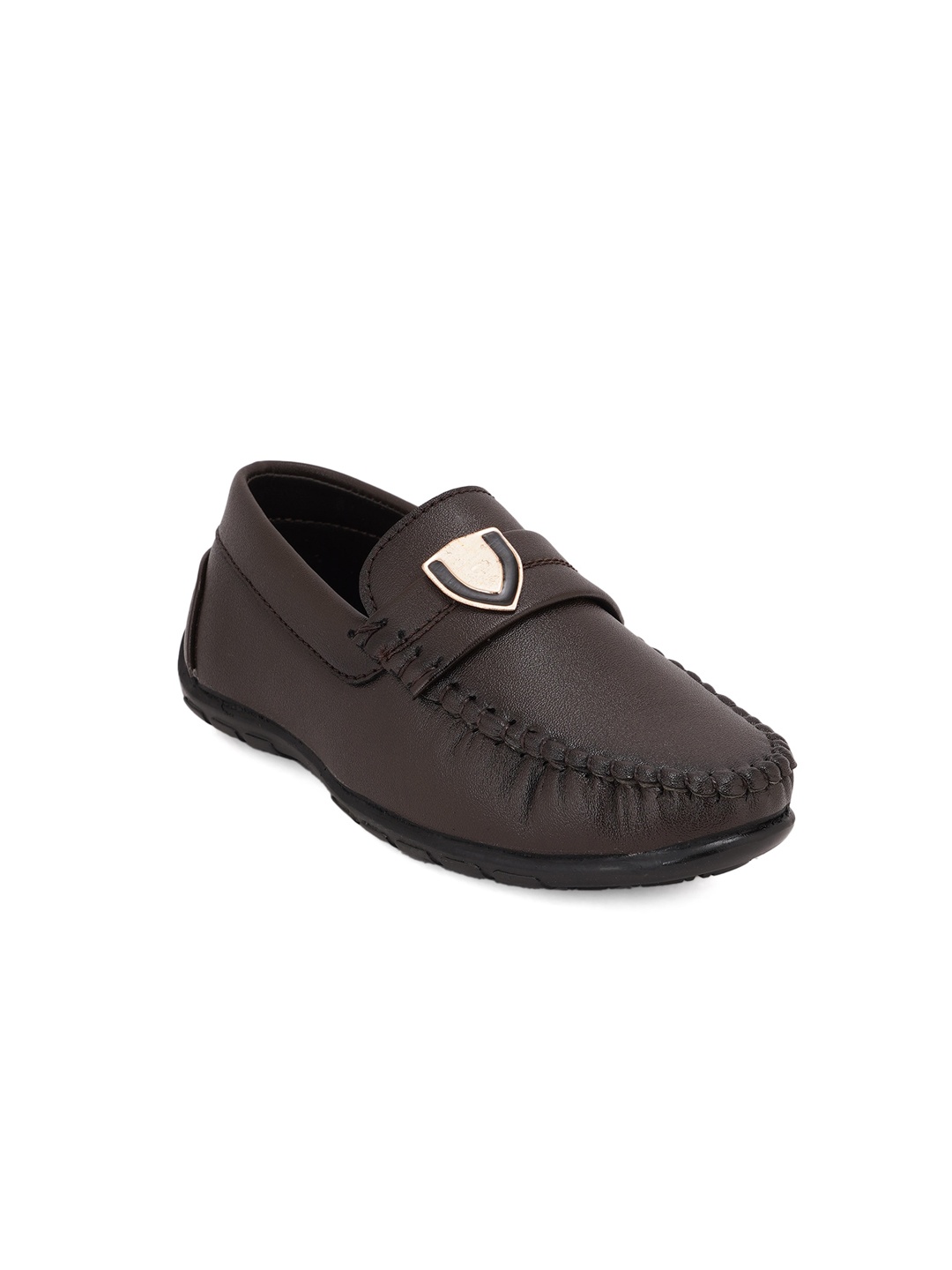 

Style Shoes Boys Textured Round Toe Loafers, Brown