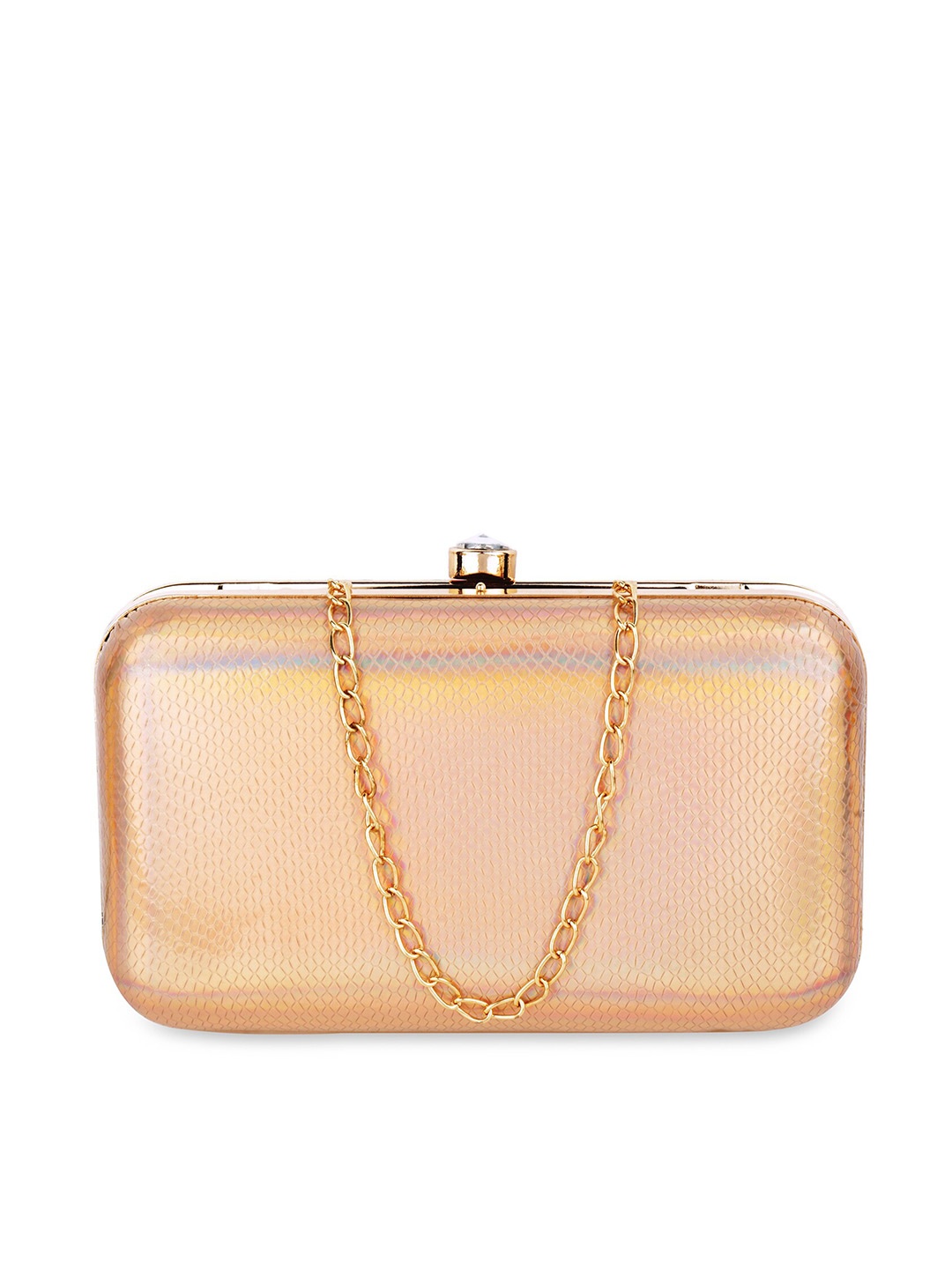 

Anna Claire Textured Shoulder Strap Box Clutch, Rose gold