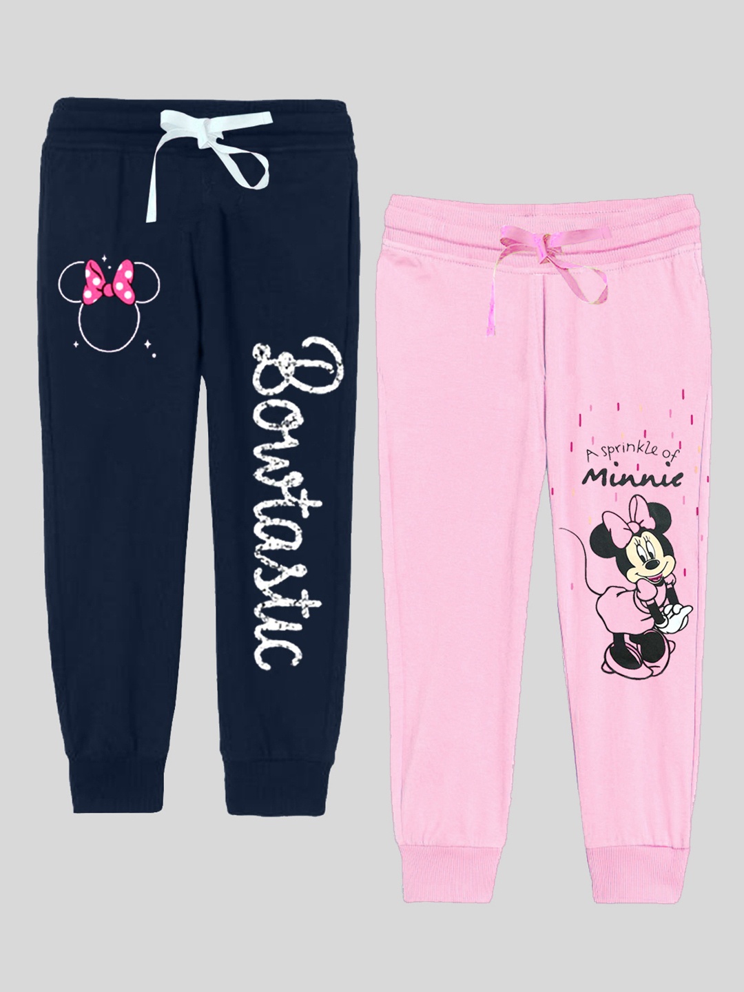 

KUCHIPOO Girls Pack Of 2 Printed Joggers, Pink