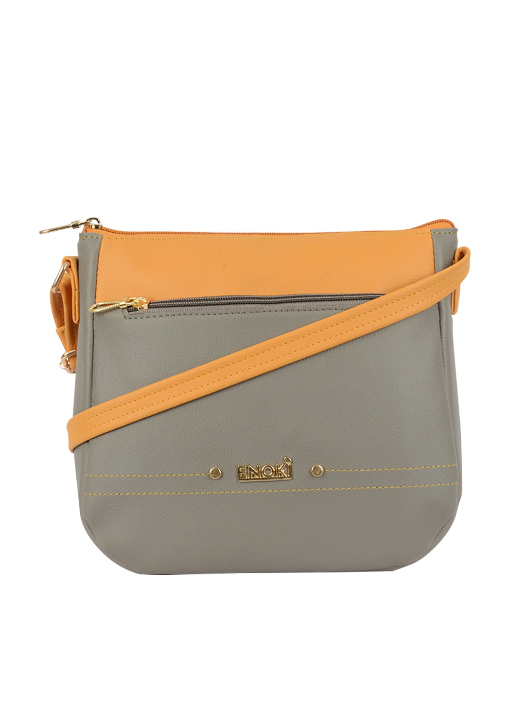 

ENOKI Coloublocked Structured Sling Bag, Grey