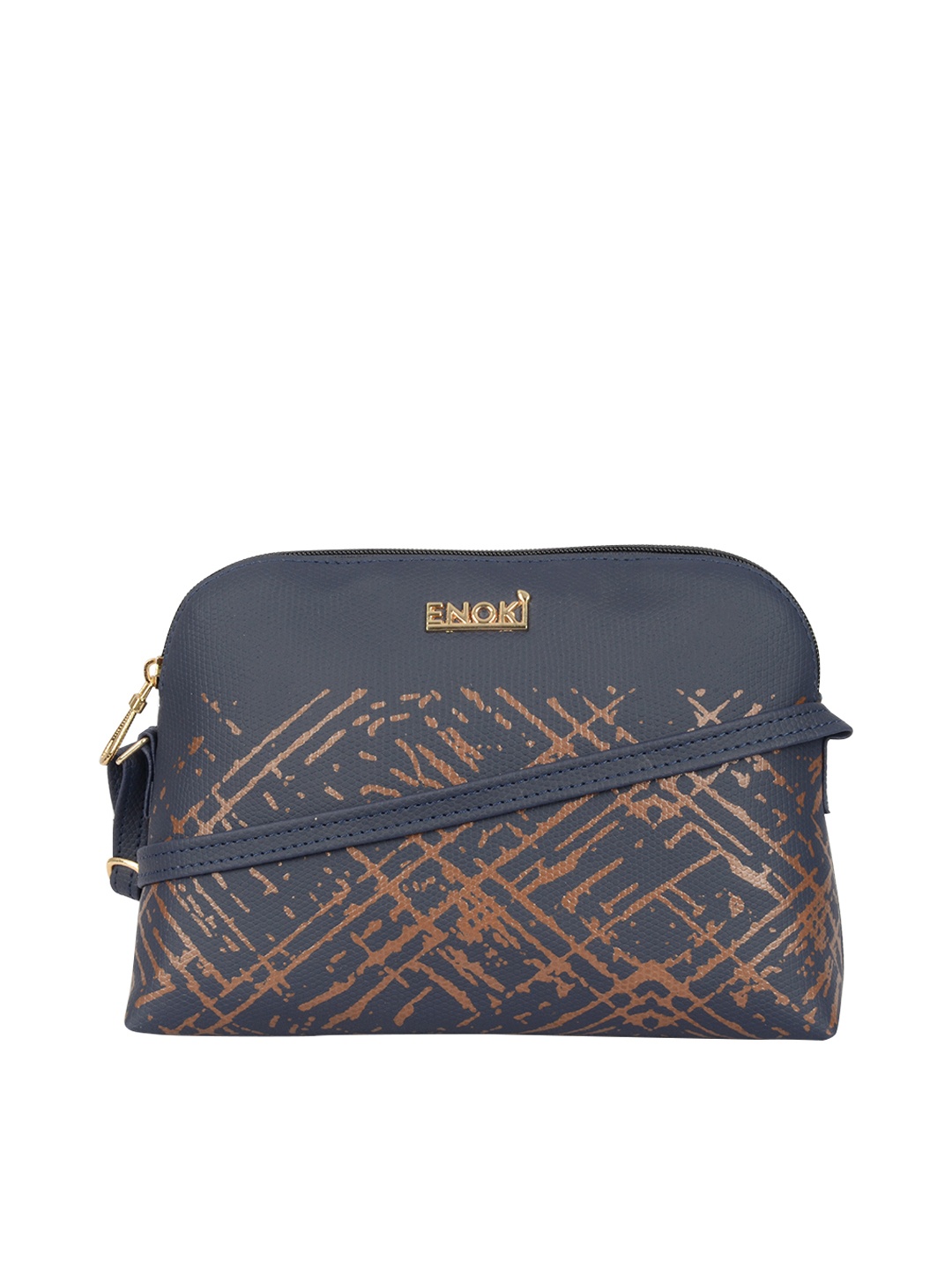 

ENOKI Striped Printed Structured Sling Bag, Blue