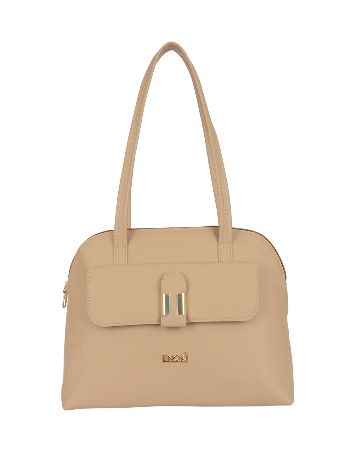 

ENOKI Structured Shoulder Bag with Tasselled, Beige