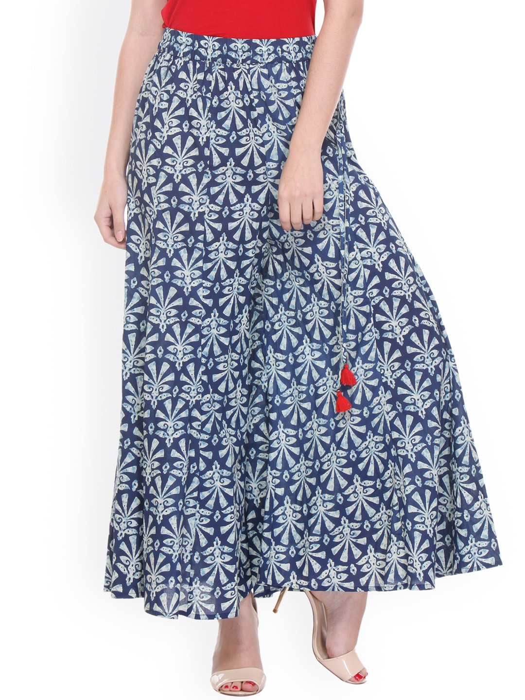 

Varanga Women Blue Flared Floral Print Palazzos