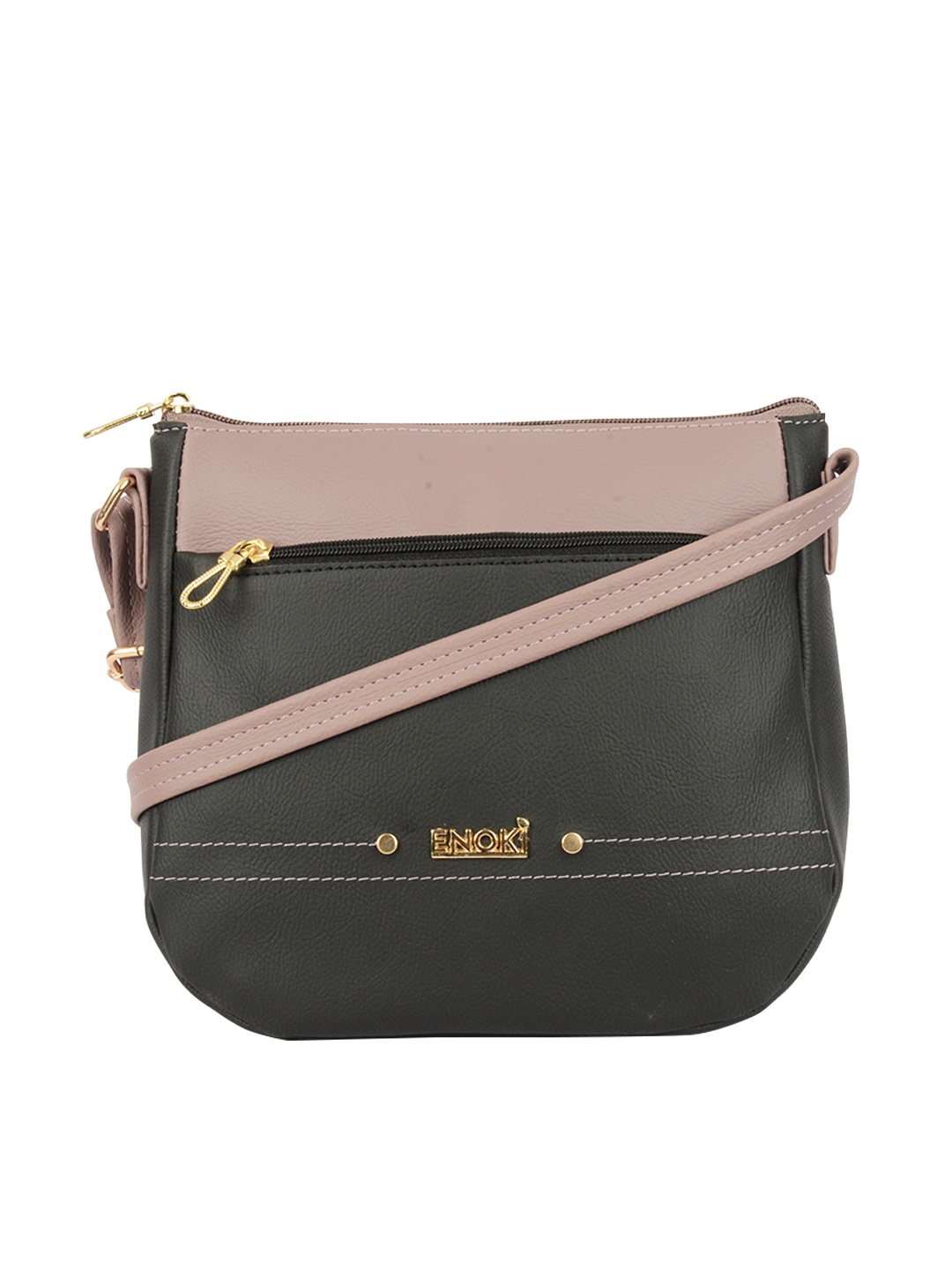

ENOKI Colourblocked Structured Sling Bag, Black