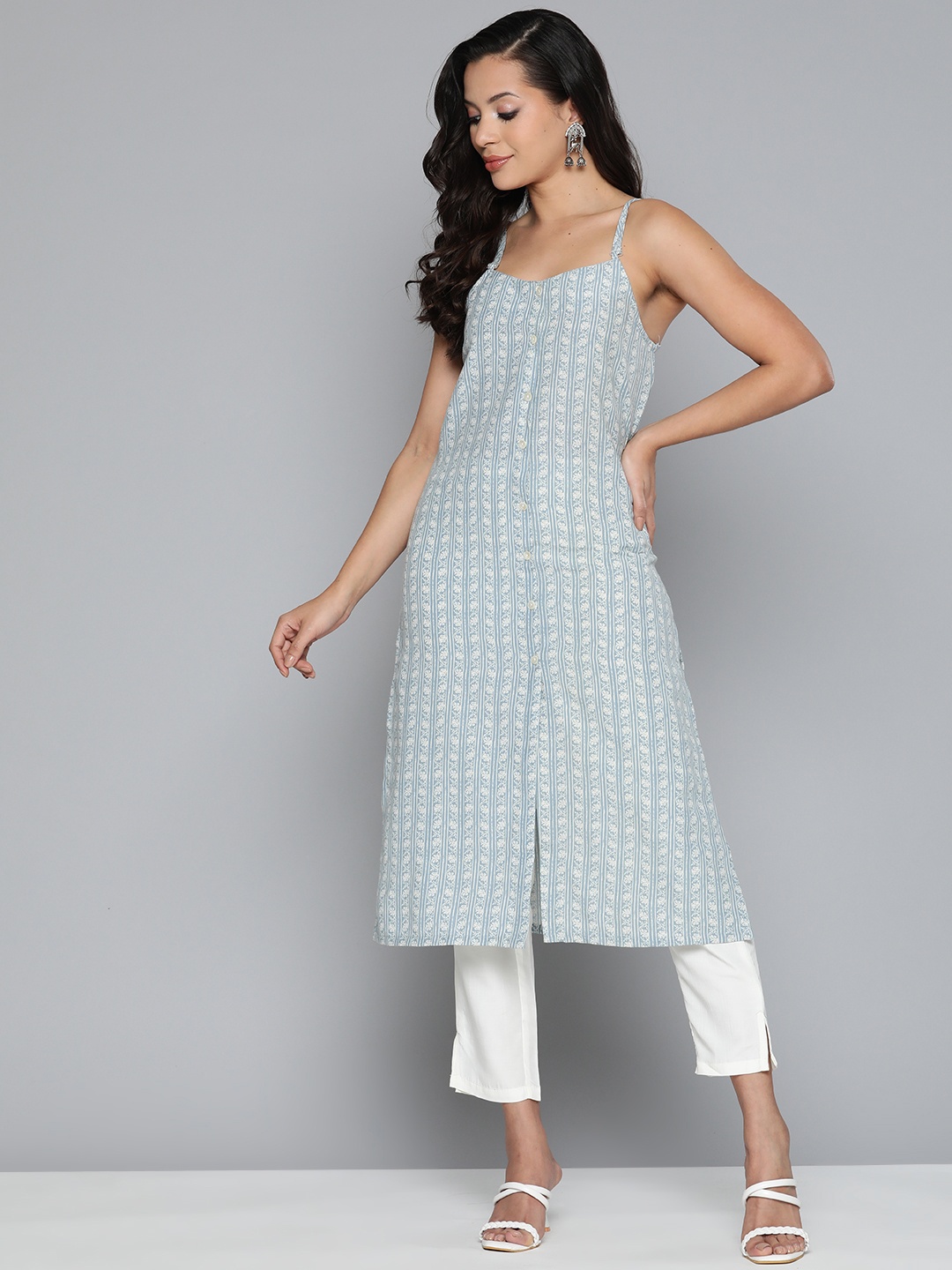 

Jompers Floral Printed Floral Kurta, Blue