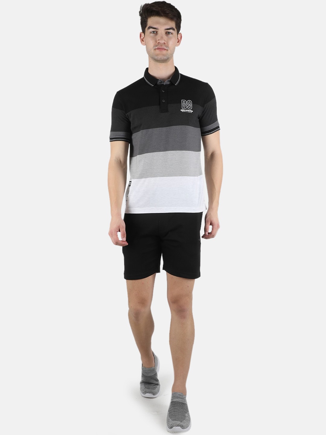 

Monte Carlo Men Striped Night Suit, Black
