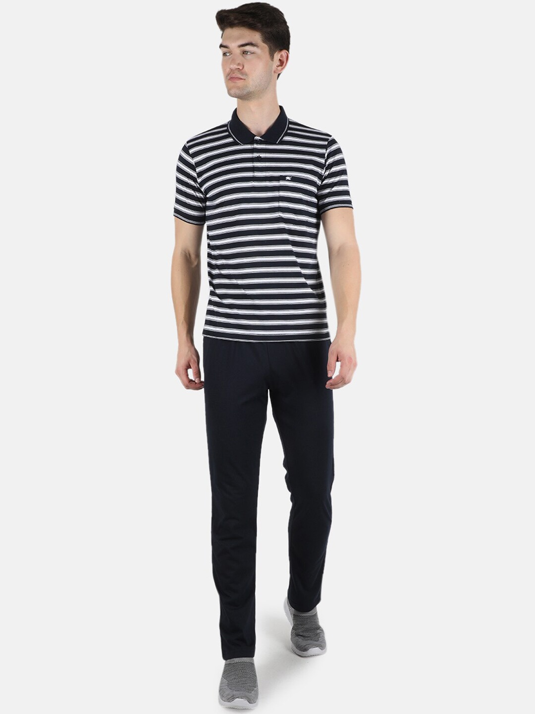 

Monte Carlo Men Striped Night Suit, Navy blue
