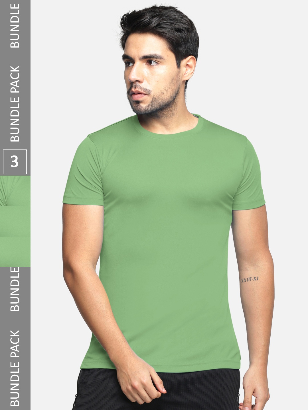 

BULLMER Pack Of 3 Round Neck T-shirt, Green