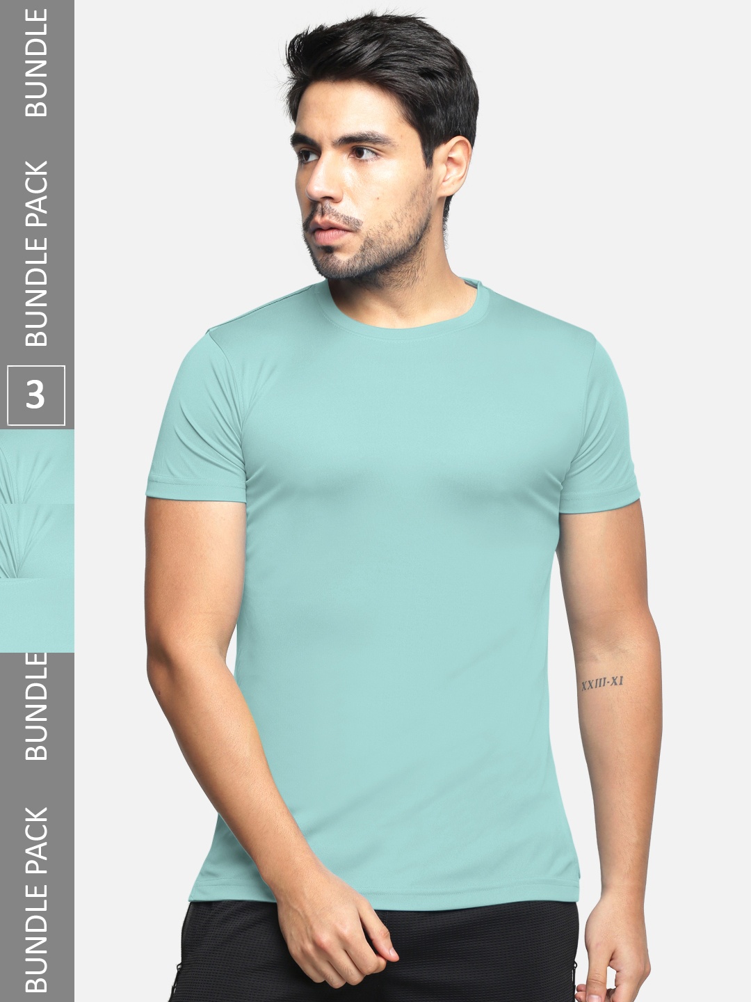

BULLMER Pack of 3 Cotton Tshirts, Lime green