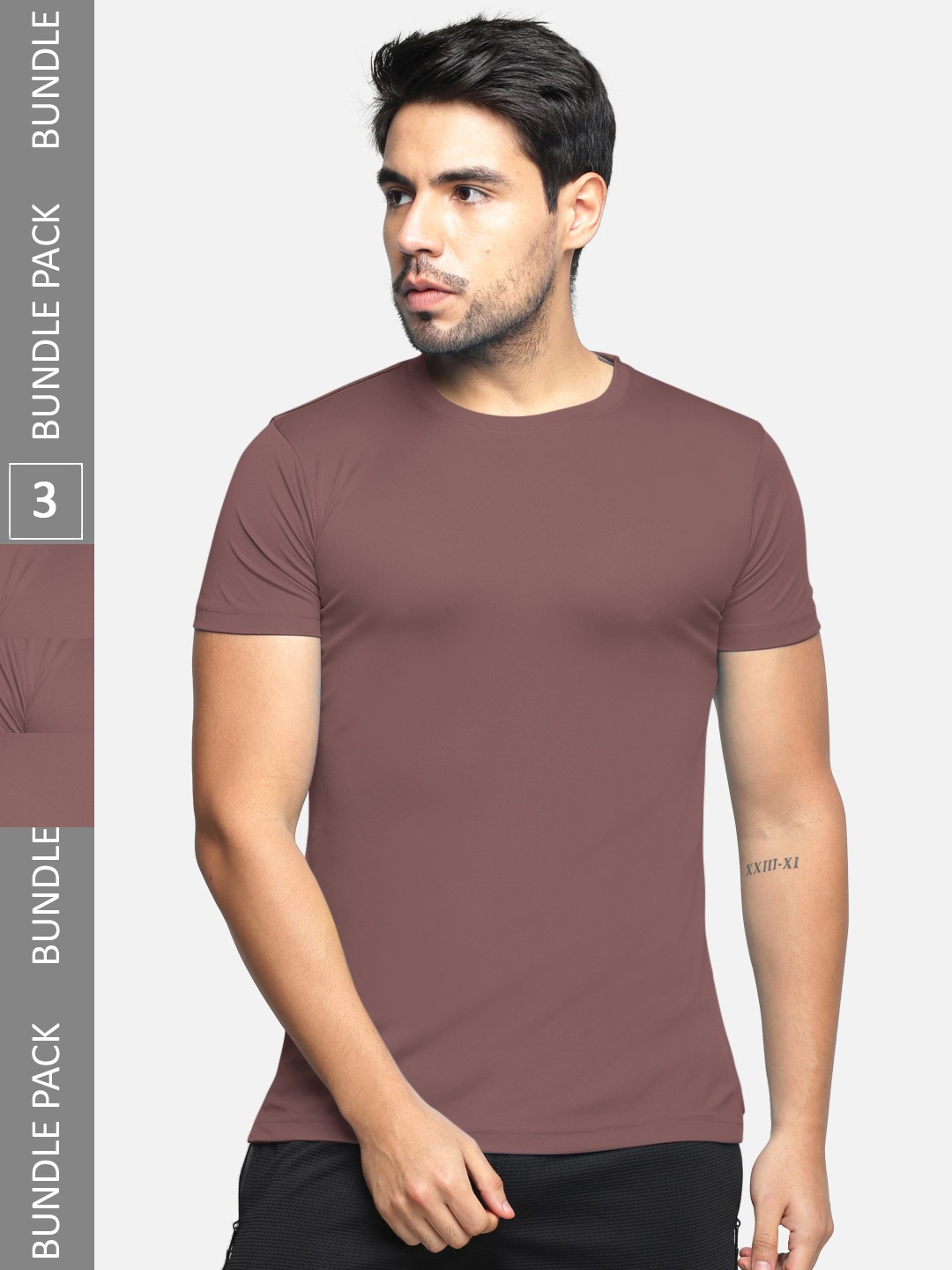 

BULLMER Men Pack Of 3 Cotton T-shirt, Brown