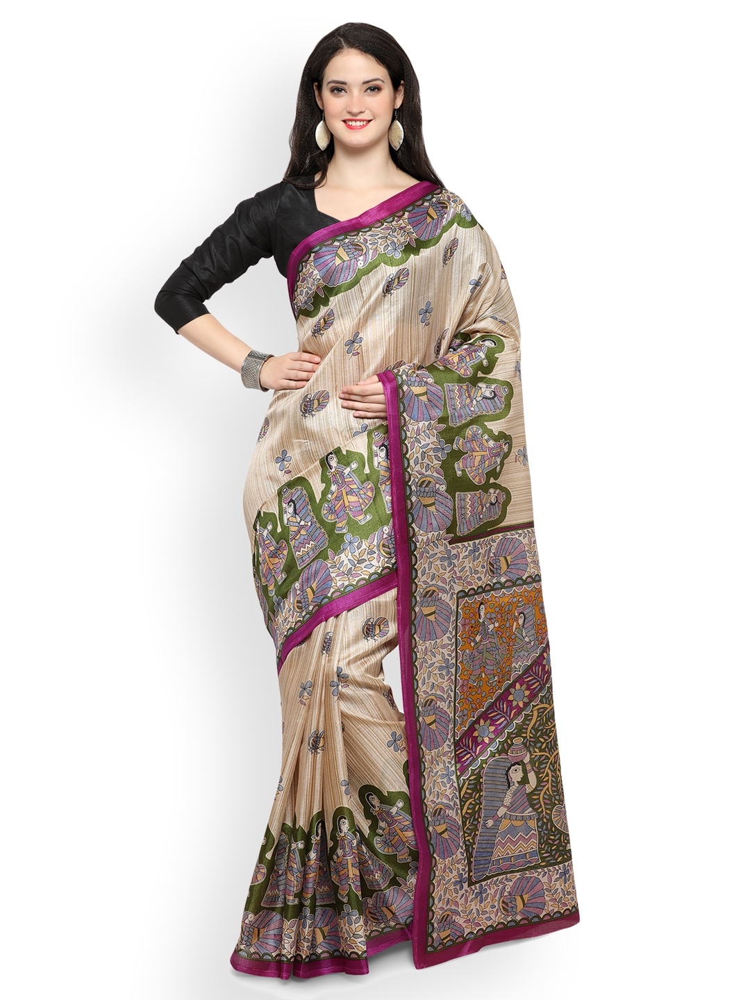 

Saree mall Beige Art Silk Printed Saree