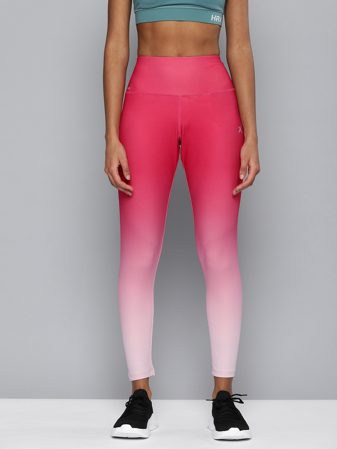 

HRX by Hrithik Roshan Women Colourblocked Rapid-Dry Running Tights, Pink