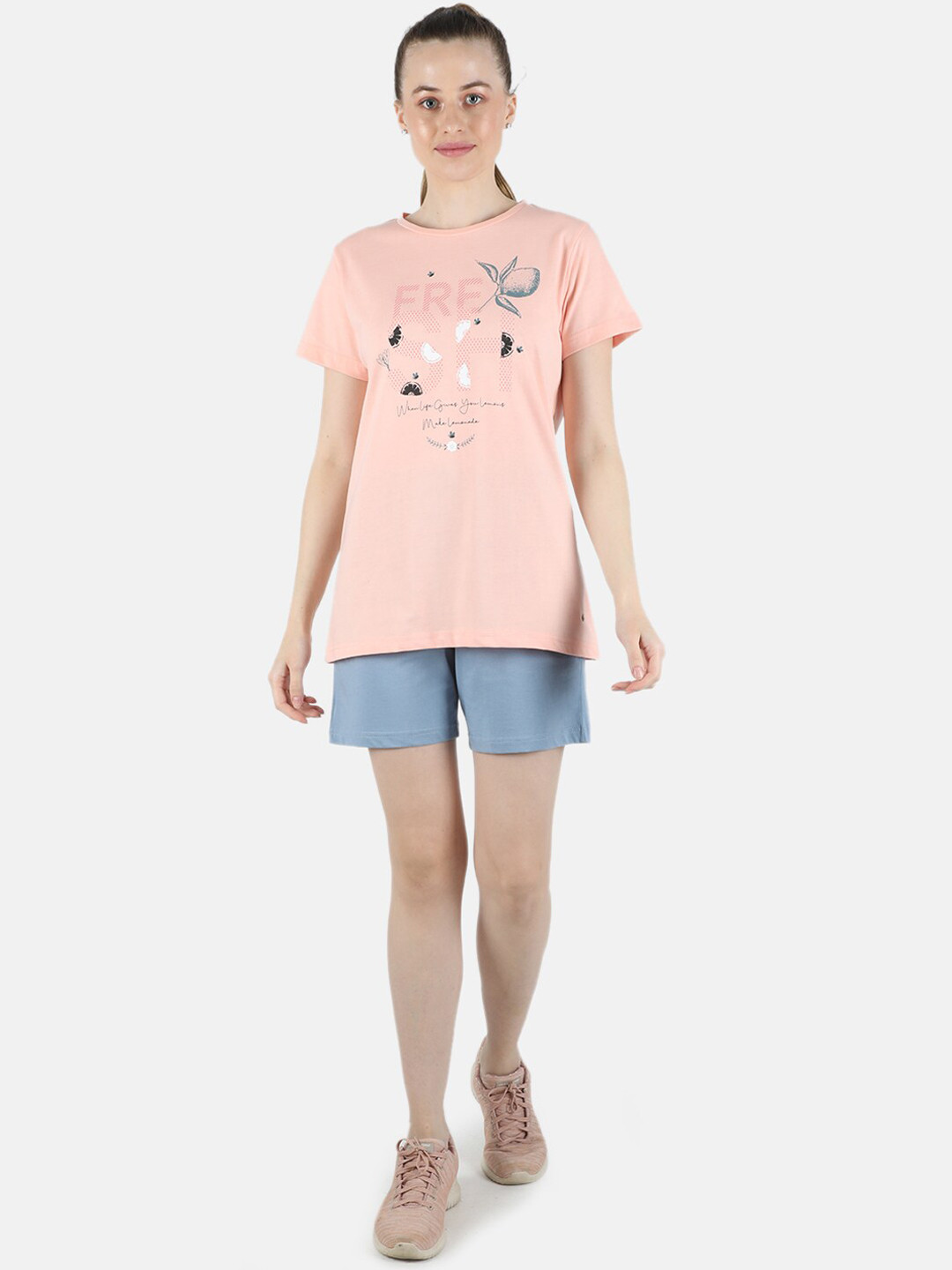 

Monte Carlo Women Graphic Printed Pure Cotton Night Suit, Grey