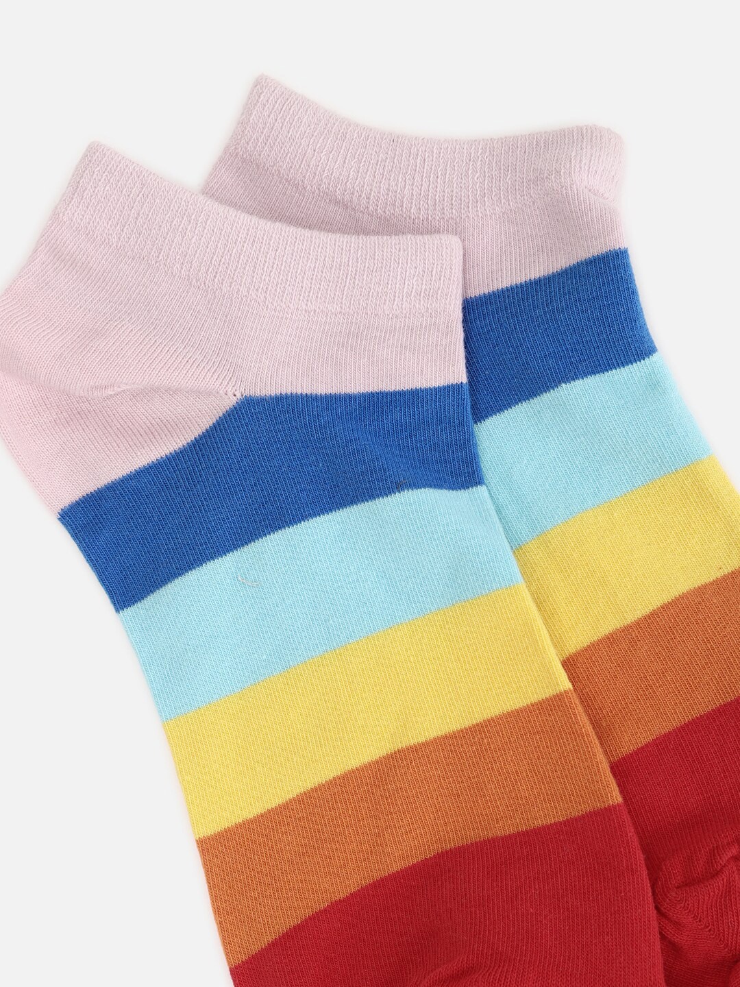 

FOREVER 21 Women Striped Cotton Ankle-Length Socks, White