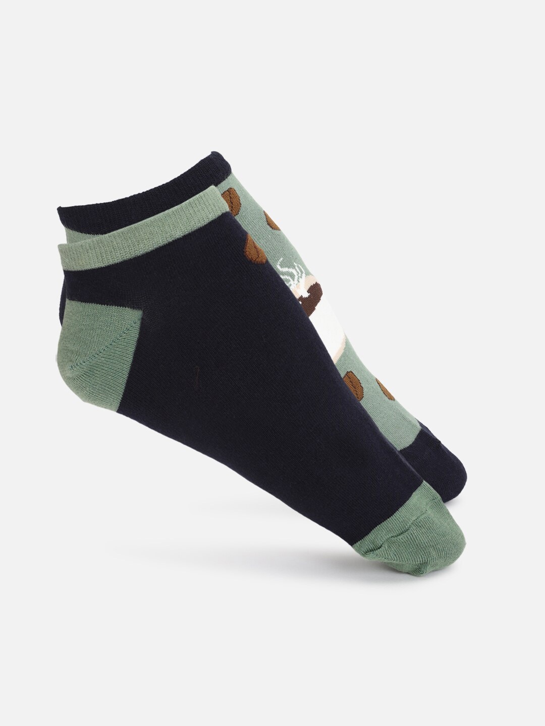

FOREVER 21 Women Patterned Cotton Breathable Ankle-Length Sock, Green