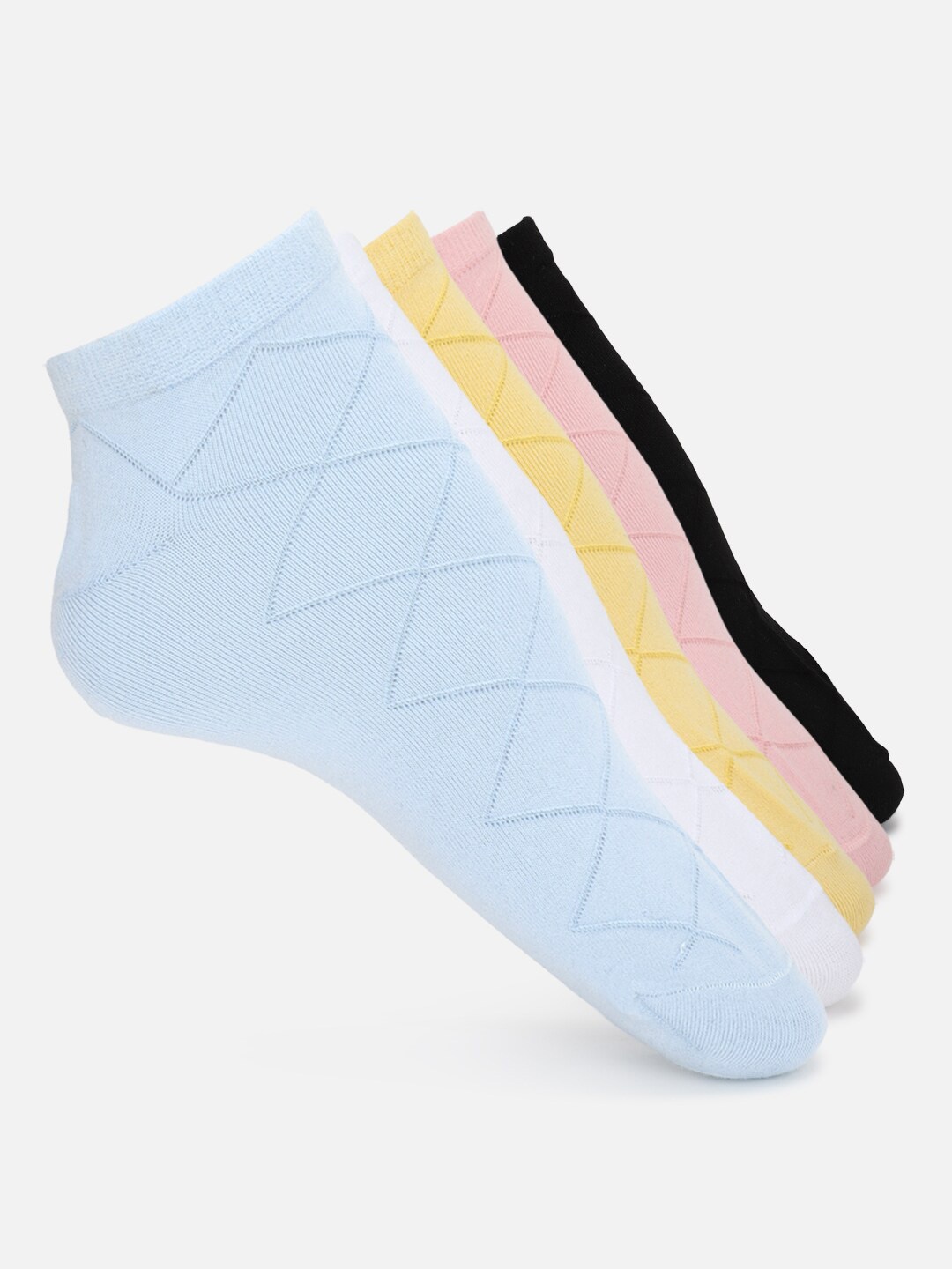 

FOREVER 21 Womens Pack of 5 Self Designed Ankle-Length Socks, Blue