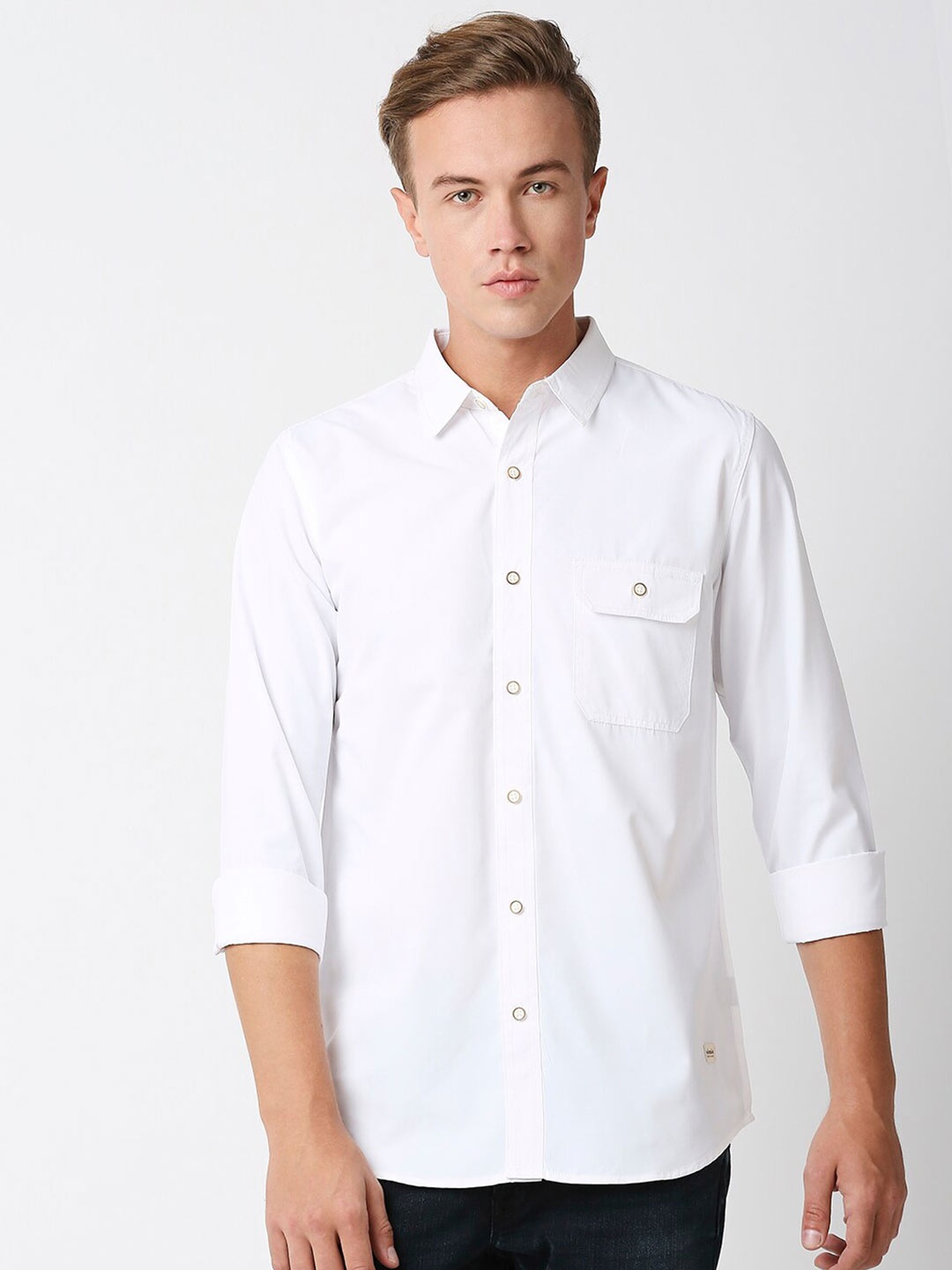 

Solemio Men Slim Fit Casual Cotton Shirt, White