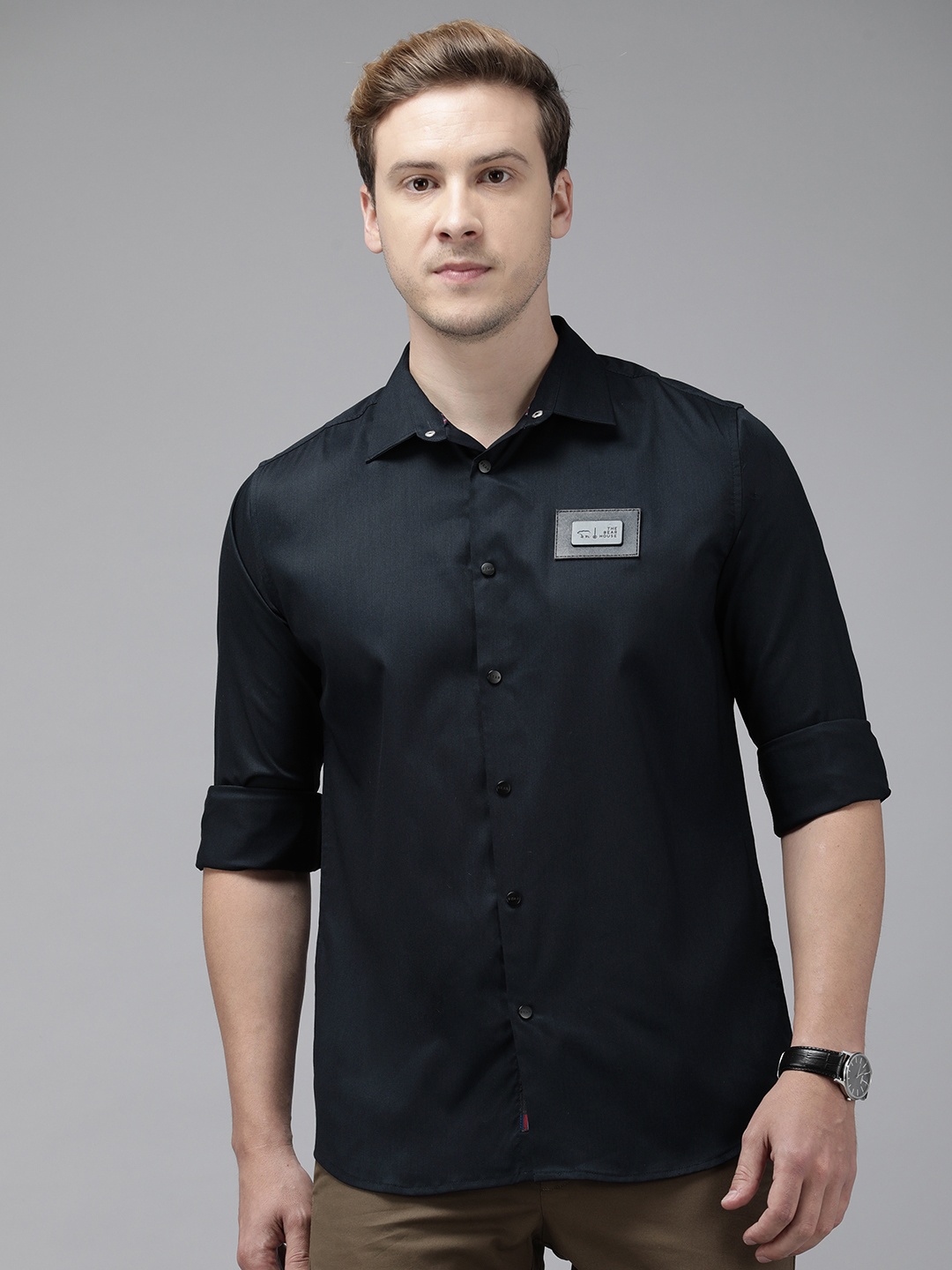 

THE BEAR HOUSE Ardor Edition Slim Fit Casual Shirt, Navy blue