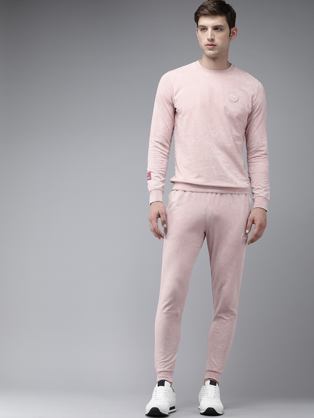 

THE BEAR HOUSE Ardor Edition Men Washed Pure Cotton Tracksuit, Pink