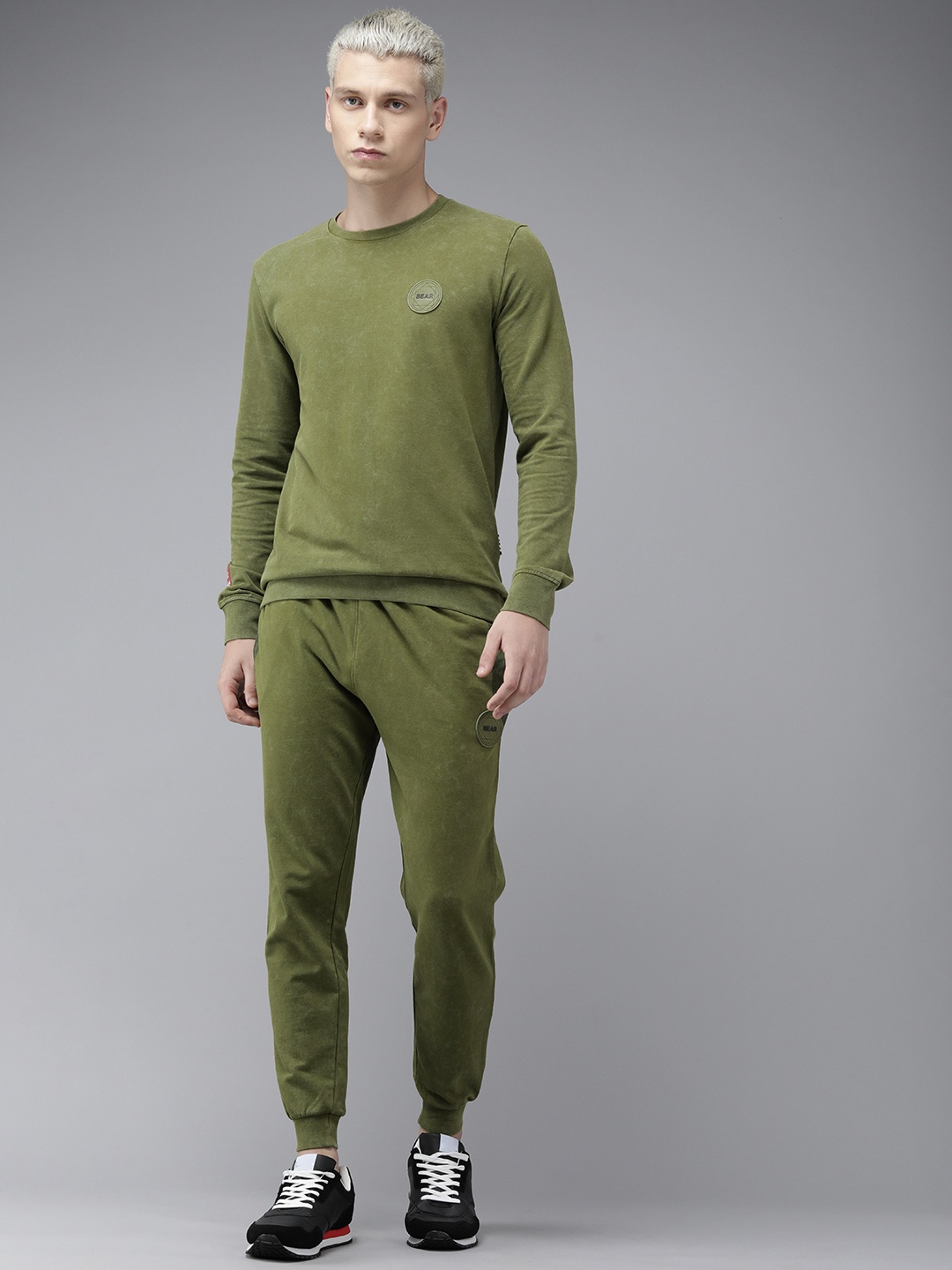

THE BEAR HOUSE Ardor Edition Men Washed Pure Cotton Tracksuit, Green