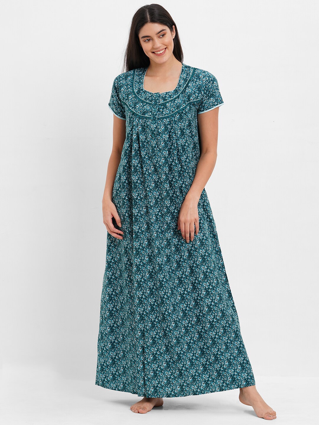 

SDL by Sweet Dreams Women Floral Printed Maxi Nightdress, Green