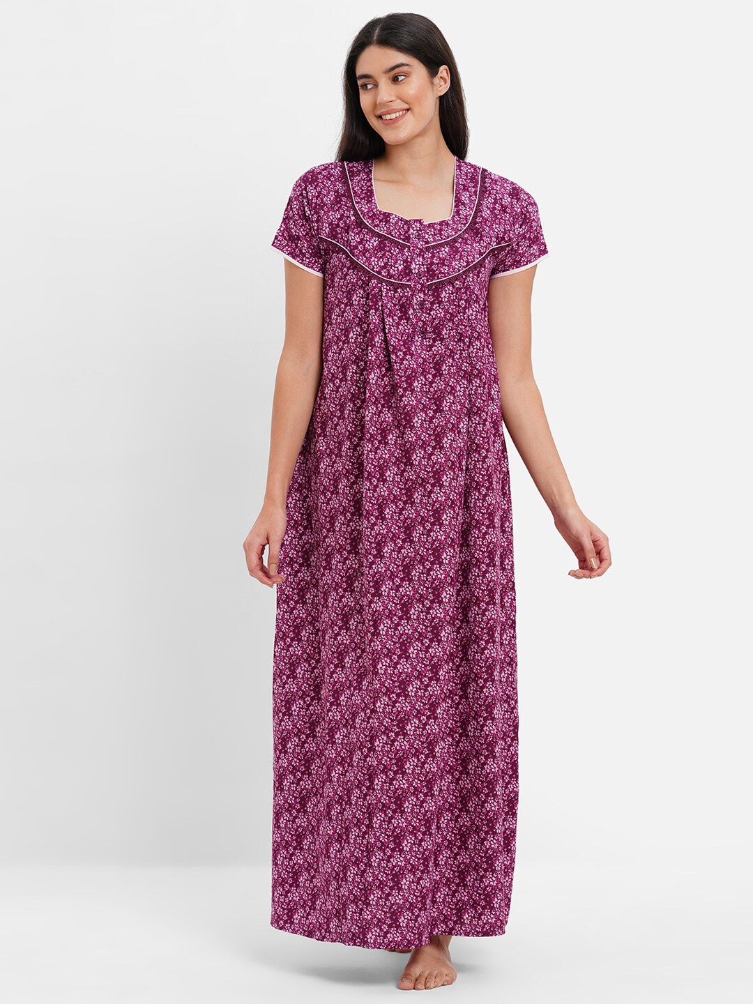 

SDL by Sweet Dreams Women Floral Printed Maxi Nightdress, Purple
