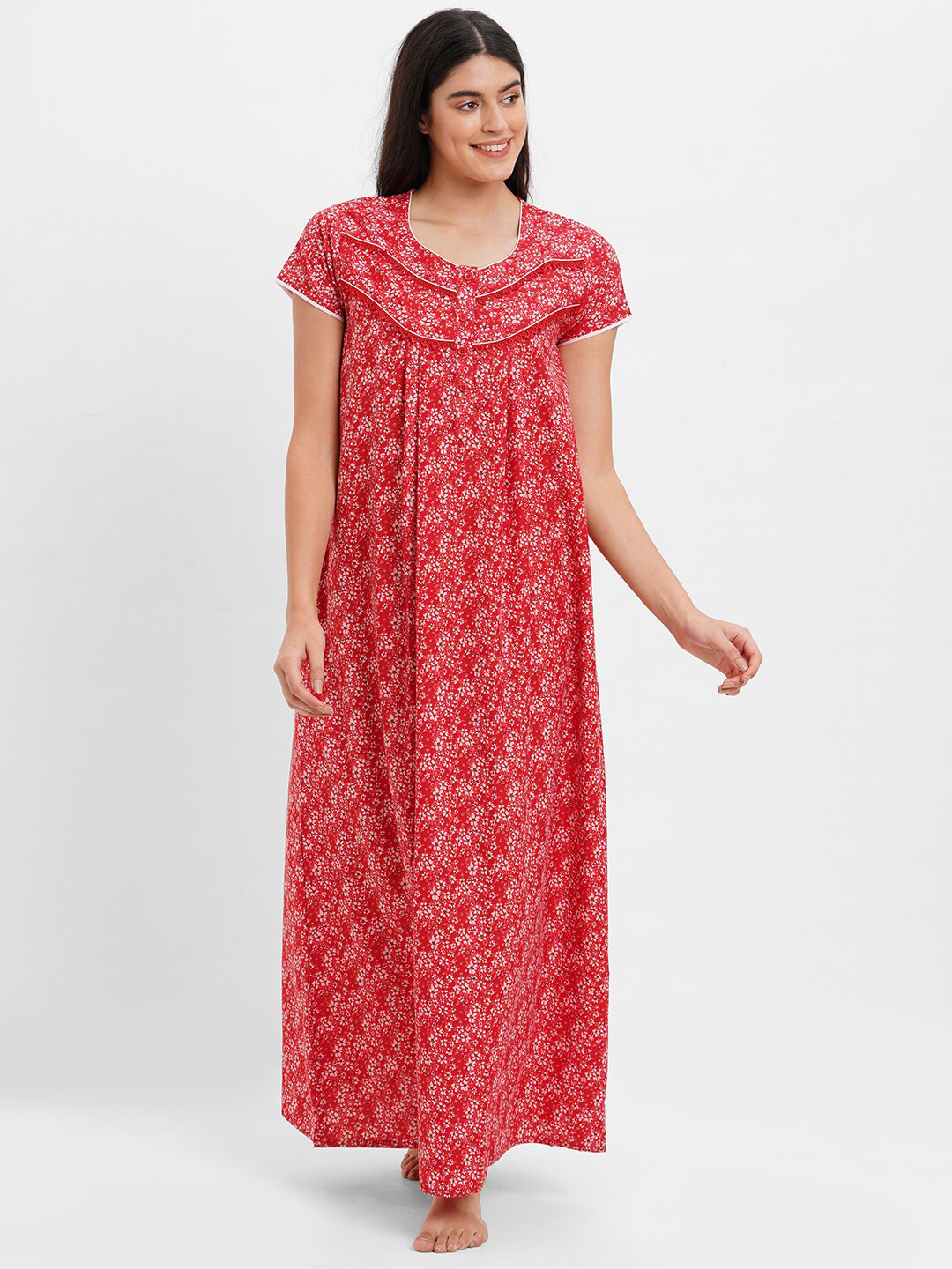 

SDL by Sweet Dreams Women Floral Printed Maxi Nightdress, Orange