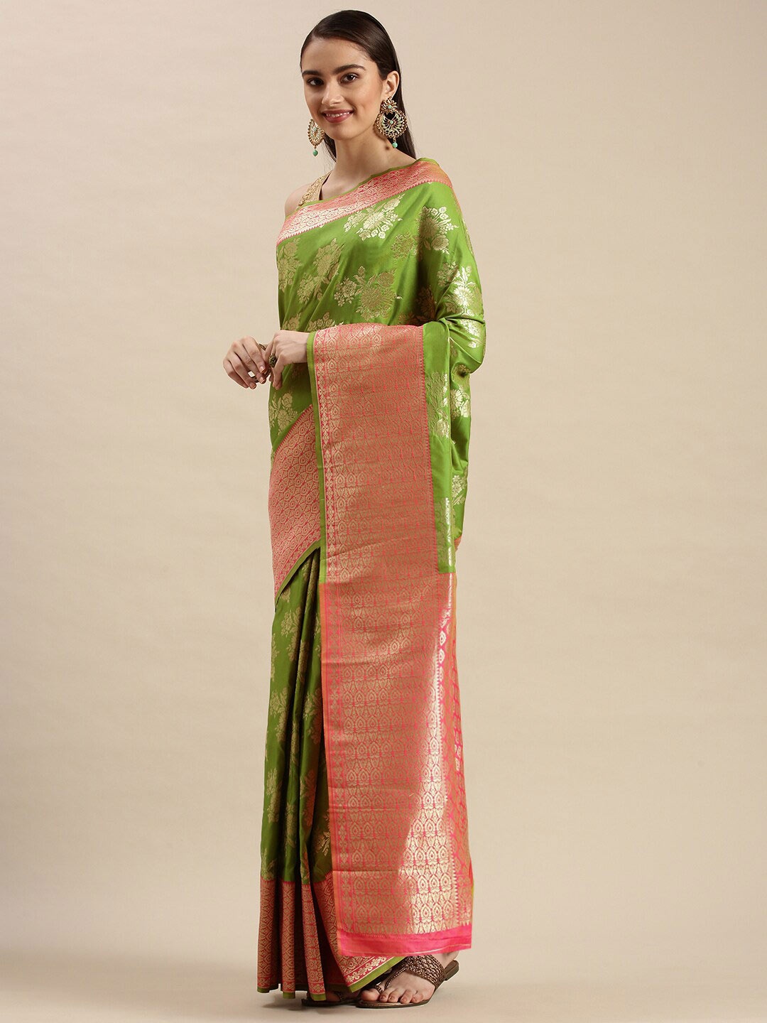 

Royal Rajgharana Saree Woven Design Zari Pure Silk Banarasi Sarees, Green