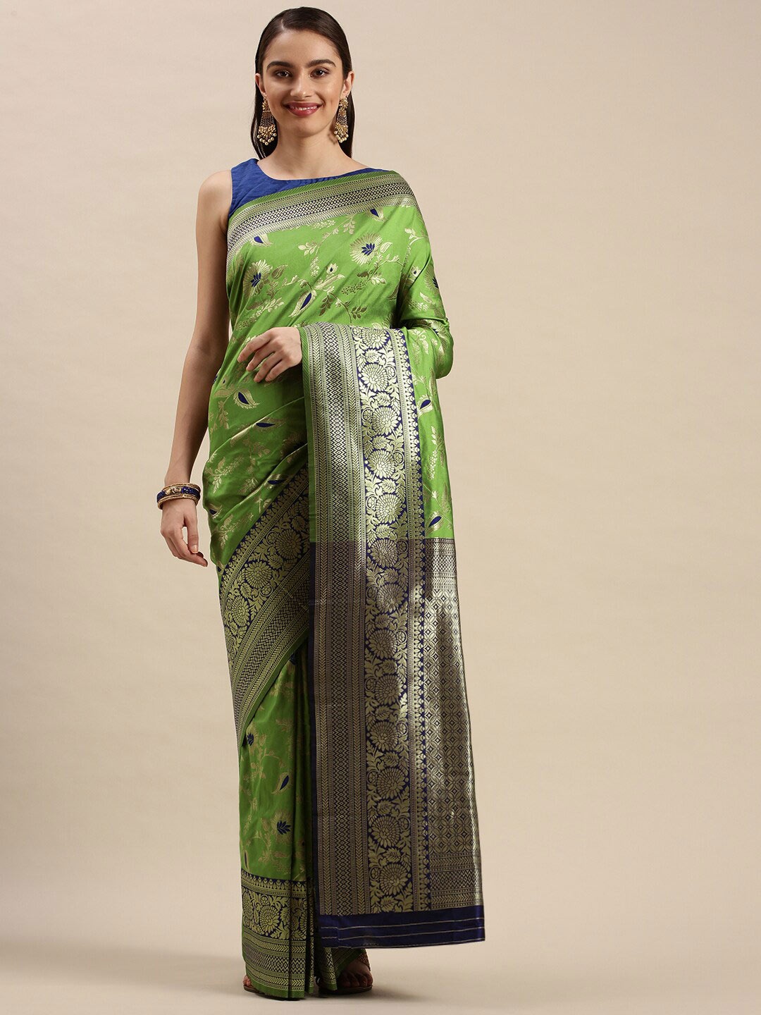 

Royal Rajgharana Saree Woven Design Zari Pure Silk Banarasi Sarees, Green