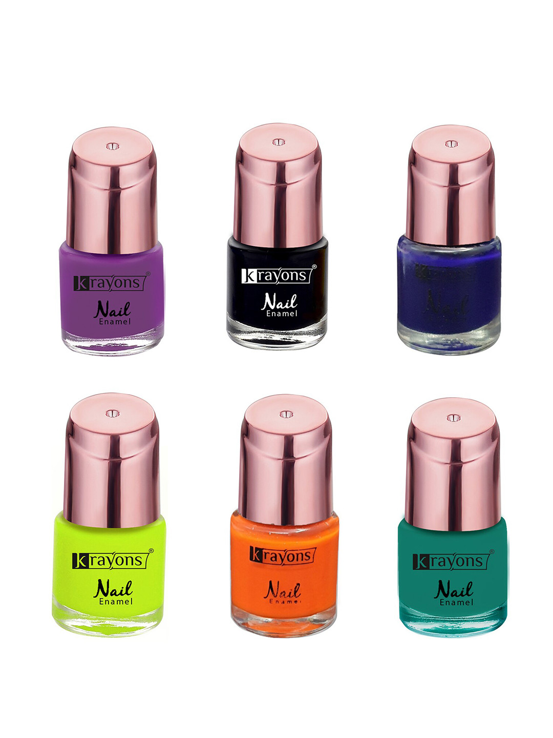 

krayons Set of 6 Crazy Long Lasting Gel Nail Enamel - 8 ml Each, Purple