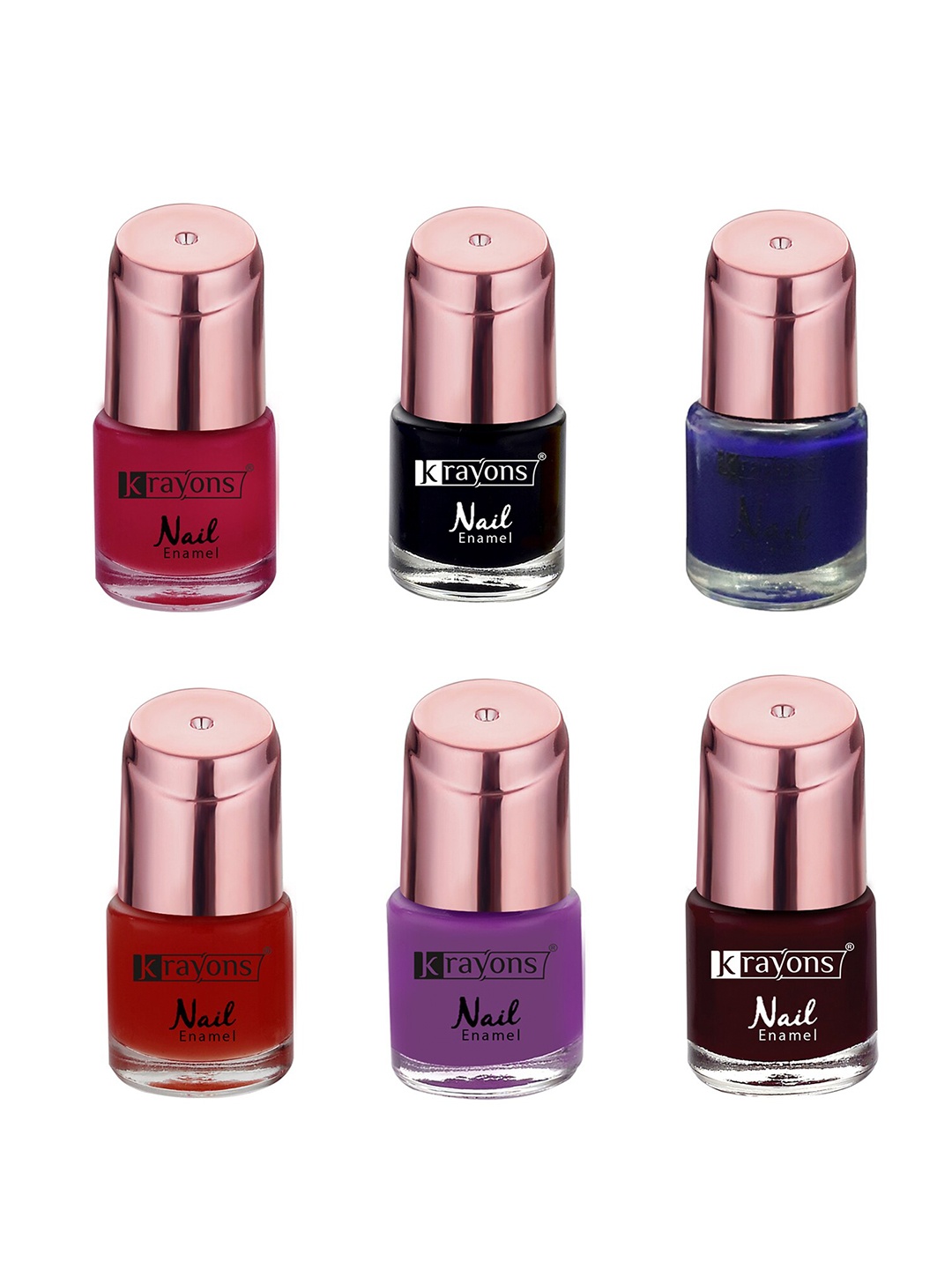 

krayons Set of 6 Crazy Long Lasting Gel Nail Enamel - 8 ml Each, Red