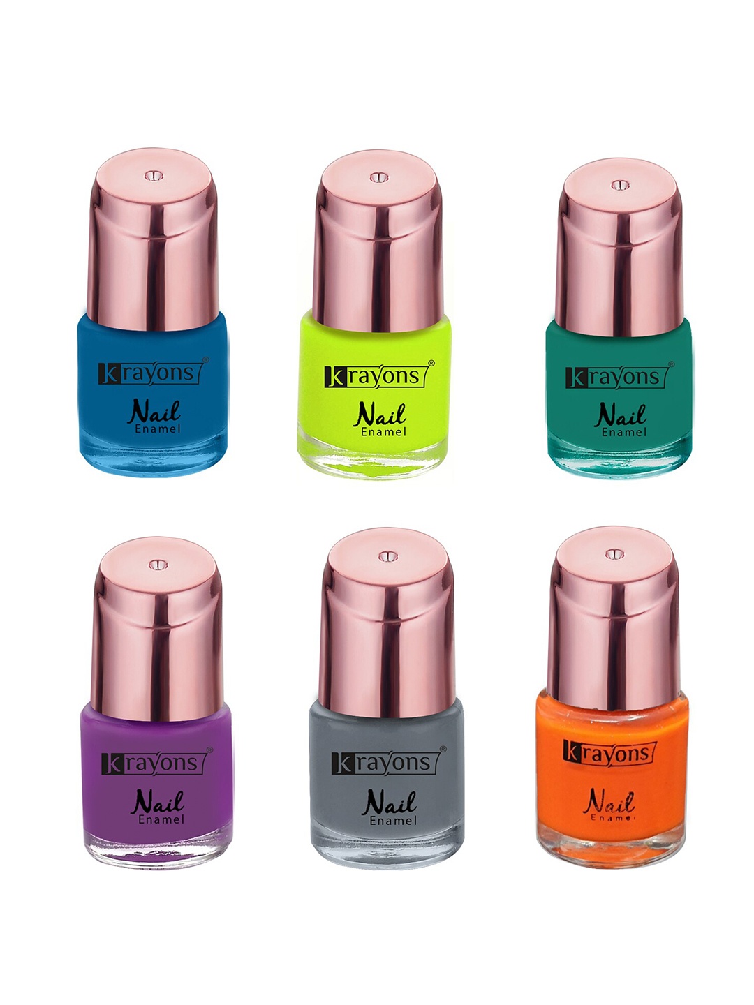 

krayons Set of 6 Crazy Long Lasting Gel Nail Enamel - 8 ml Each, Blue