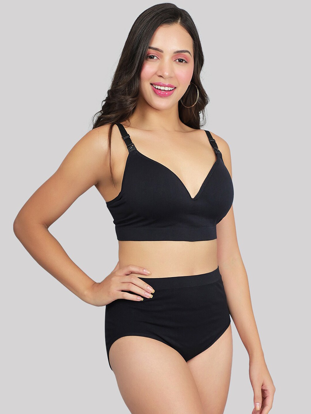 

Momsoon Maternity Lightly-Padded Nursing Lingerie Set 8904329819645, Black