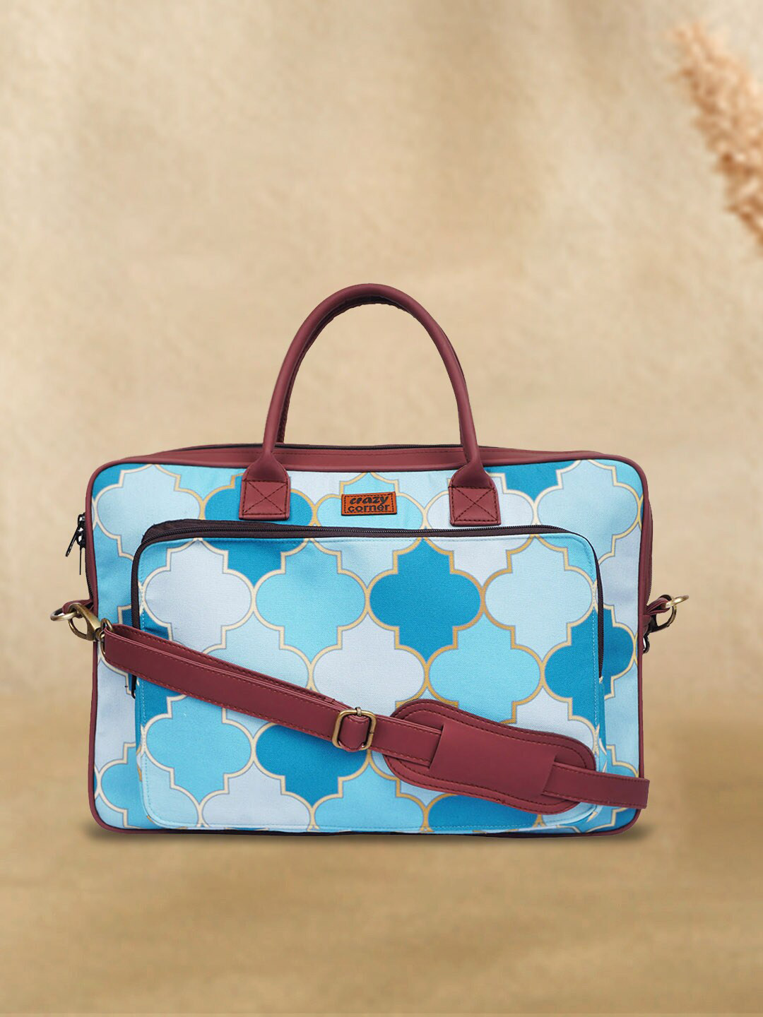 

Crazy Corner Printed PU Laptop Bag, Blue