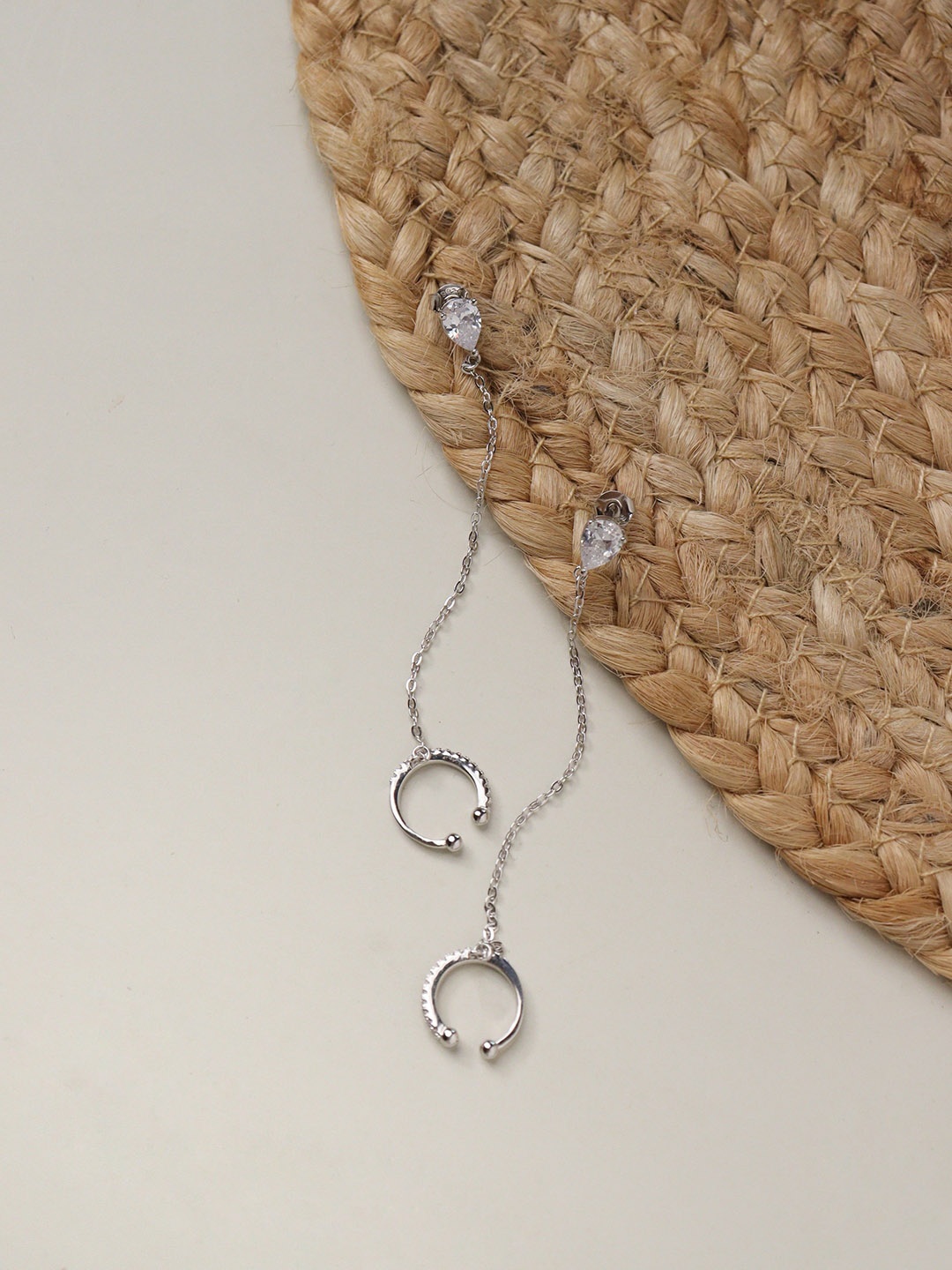 

CURIO COTTAGE Silver-Plated Contemporary Drop Earrings, White