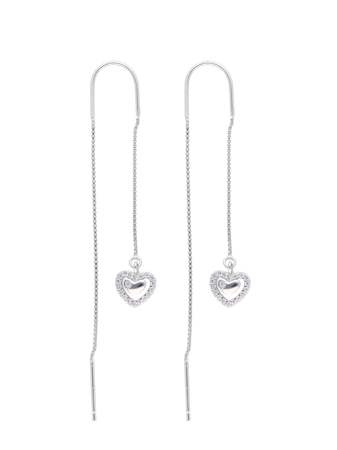 

CURIO COTTAGE Silver-Plated Contemporary Drop Earrings, White