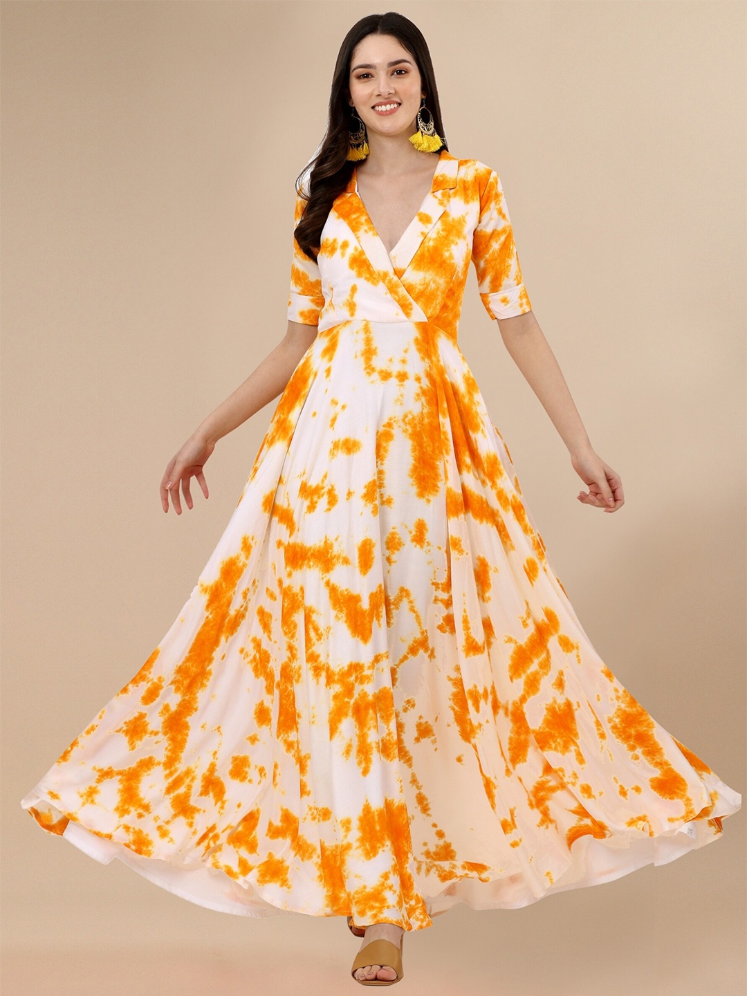 

Vaidehi Fashion Tie And Dye Maxi Dress, Yellow