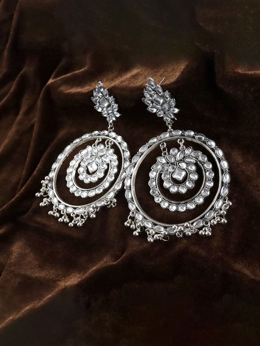 

VAGHBHATT Circular Chandbalis Earrings, Silver