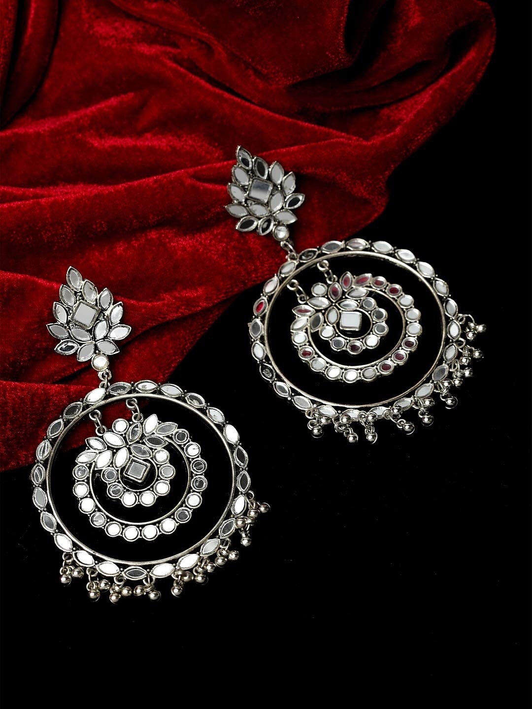 

VAGHBHATT Circular Drop Earrings, Silver