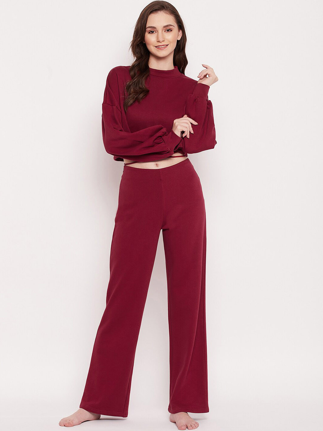 

CHILL WINSTON Women Pure Cotton Night Suit, Maroon