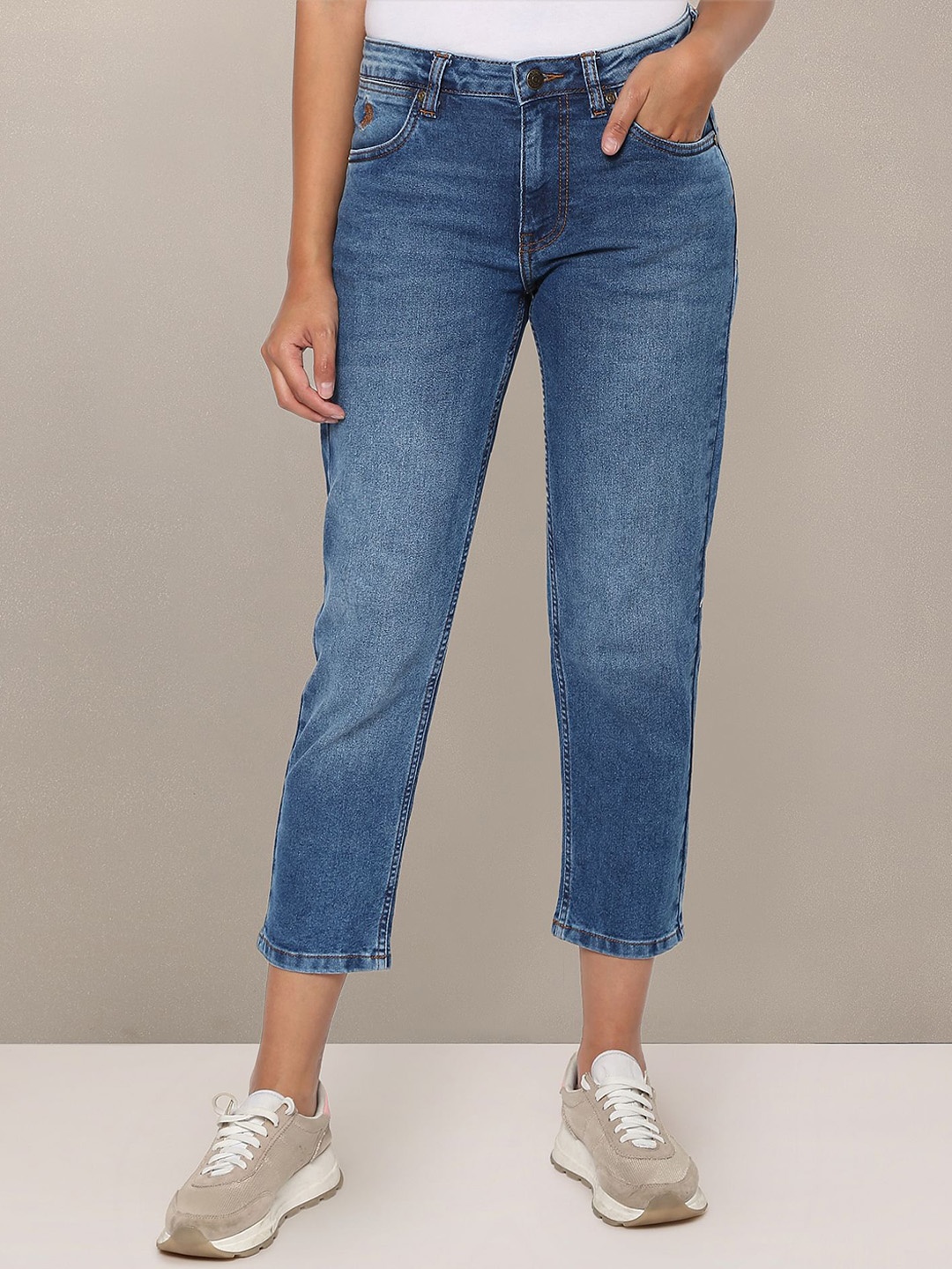 

U.S. Polo Assn. Women Cotton Light Fade Stretchable Jeans, Blue