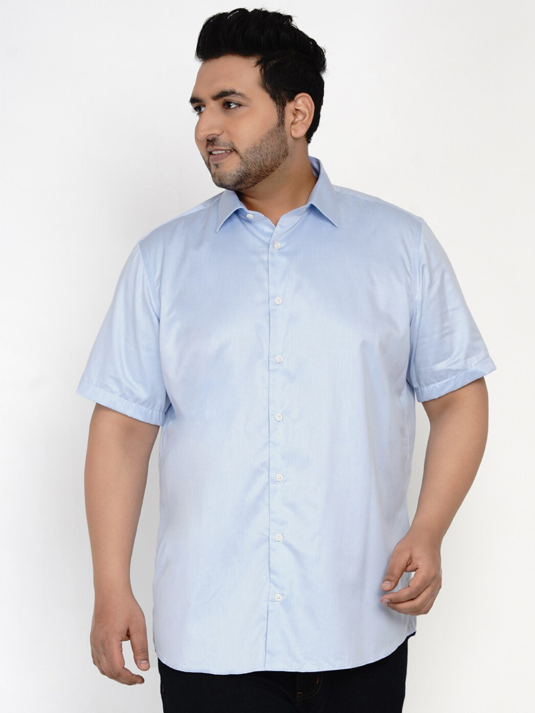 

Santonio Men Plus Size Pure Cotton Casual Shirt, Blue