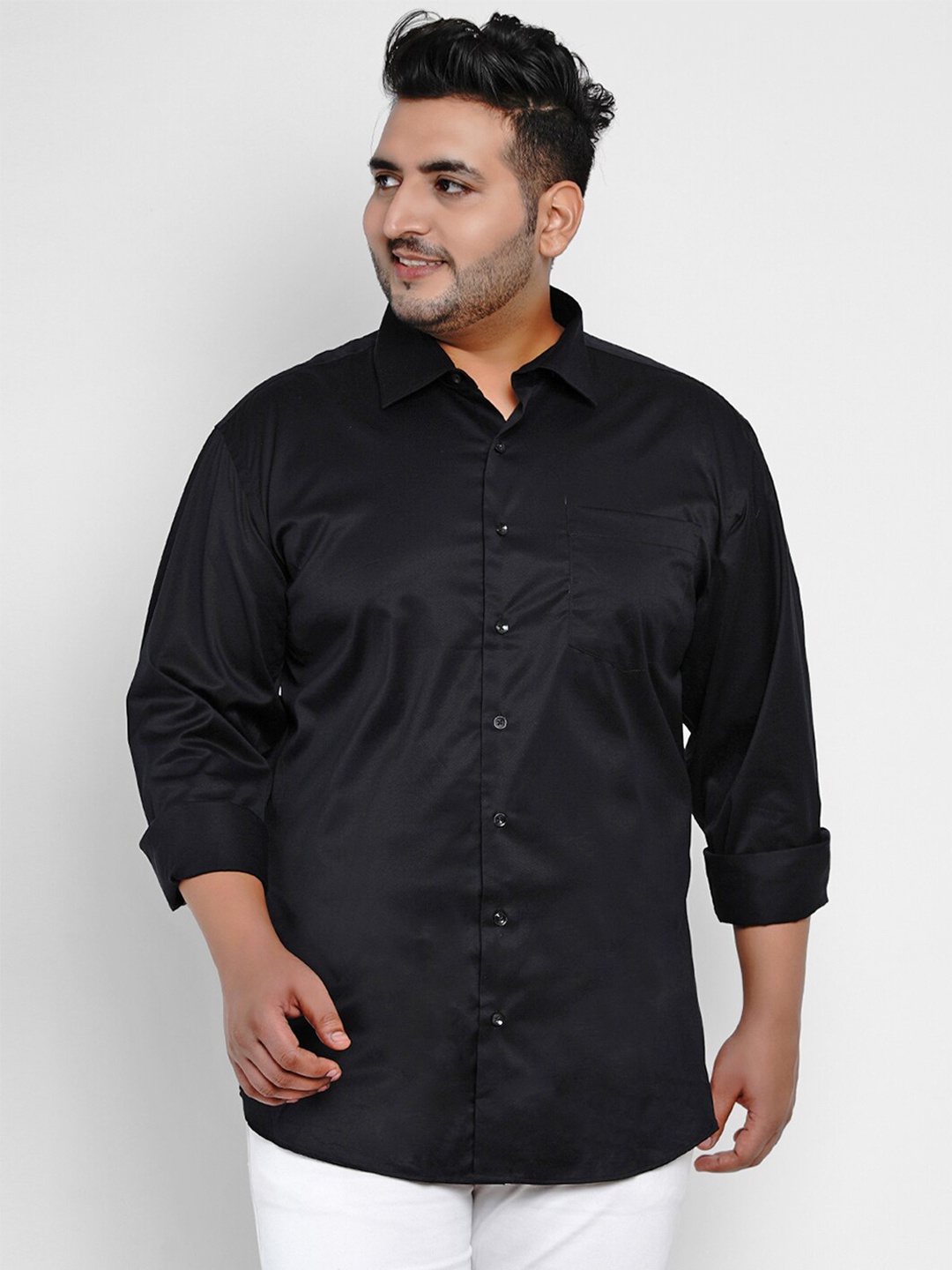 

Santonio Men Plus Size Classic Casual Pure Cotton Shirt, Black