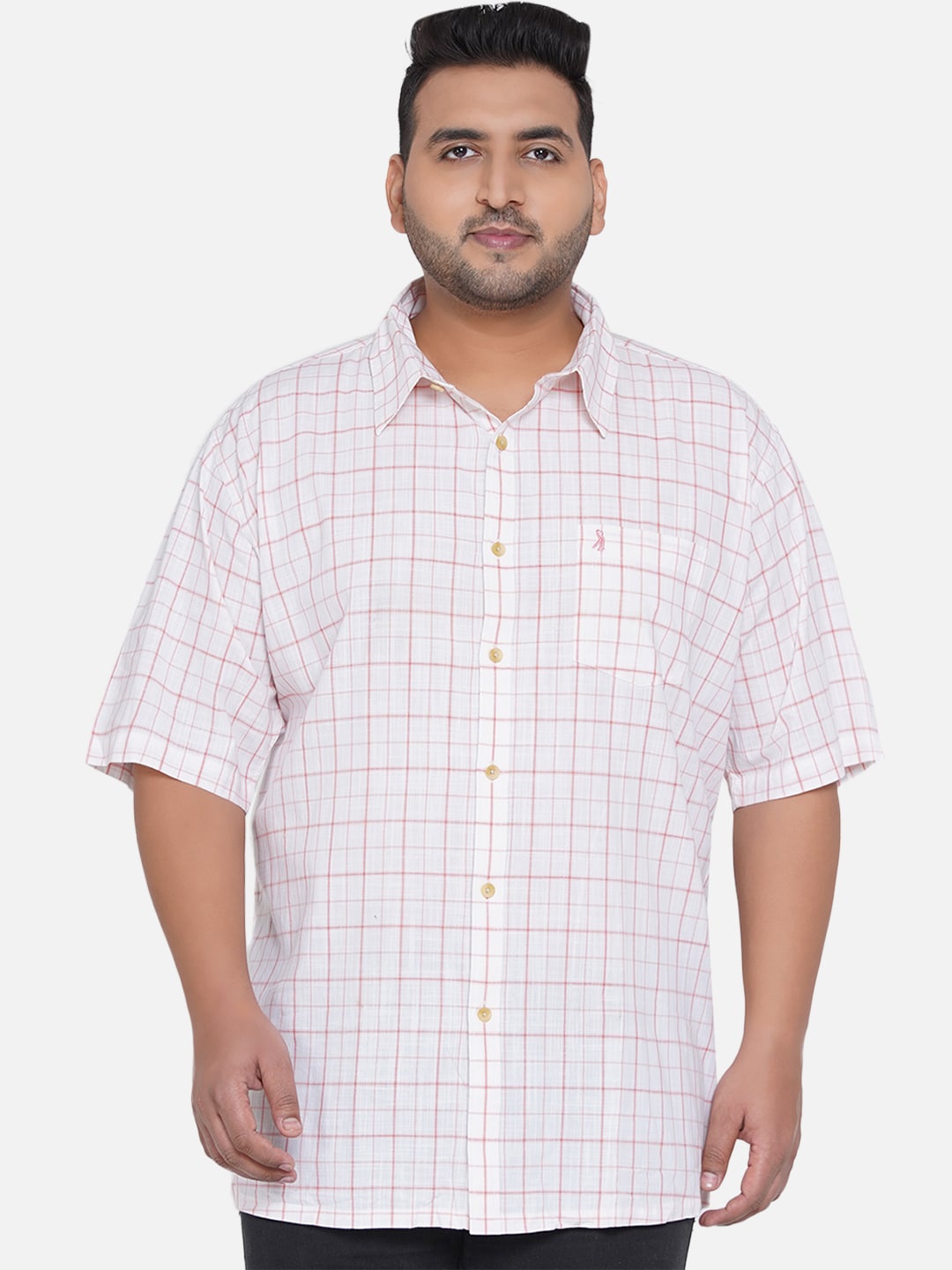 

Santonio Men Plus Size Checkes Cotton Casual Shirt, Red
