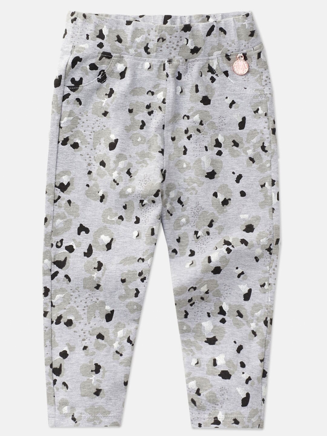 

Angel & Rocket Girls Slim Fit Printed Jeggings, Grey melange